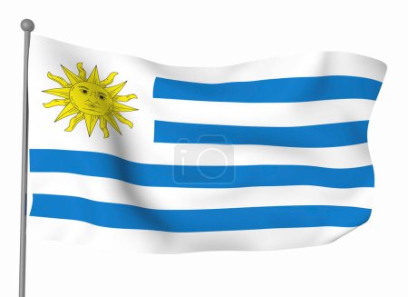 Téléchargez les photos : Modèle de drapeau Uruguay. Drapeau ondulé horizontal, isolé en arrière-plan - en image libre de droit