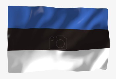 Téléchargez les photos : Estonie modèle de drapeau. Drapeau ondulé horizontal, isolé en arrière-plan - en image libre de droit
