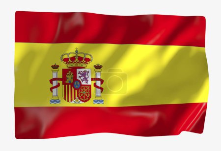Téléchargez les photos : Modèle de drapeau d'Espagne. Drapeau ondulé horizontal, isolé en arrière-plan - en image libre de droit