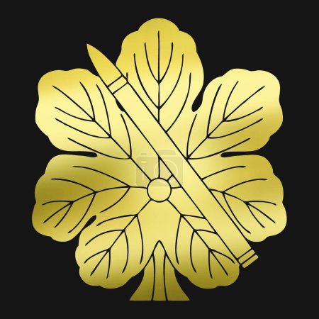 Foto de Plantilla de logotipo floral, planta dorada sobre fondo negro - Imagen libre de derechos