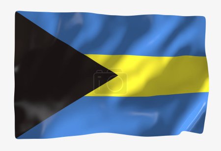 Téléchargez les photos : Modèle de drapeau des Bahamas. Drapeau ondulé horizontal, isolé en arrière-plan - en image libre de droit
