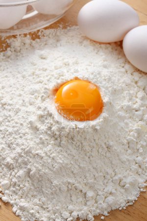 Photo for Baking background, flour and eggs for baking - Royalty Free Image