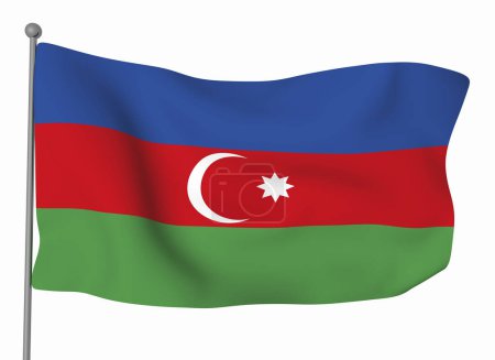 Photo for Azerbaijan flag template. Horizontal waving flag, isolated on background - Royalty Free Image