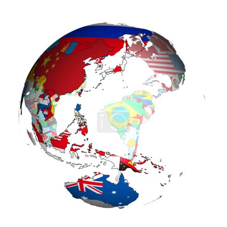 Téléchargez les photos : Globe terrestre avec drapeaux nationaux des pays - en image libre de droit