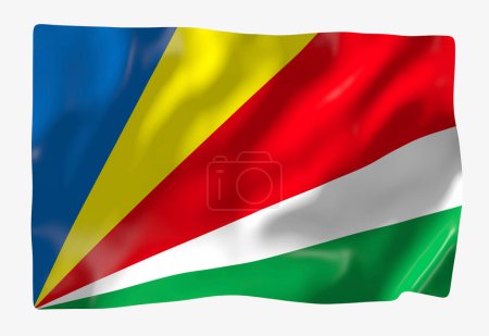 Téléchargez les photos : Modèle de drapeau Seychelles. Drapeau ondulé horizontal, isolé en arrière-plan - en image libre de droit