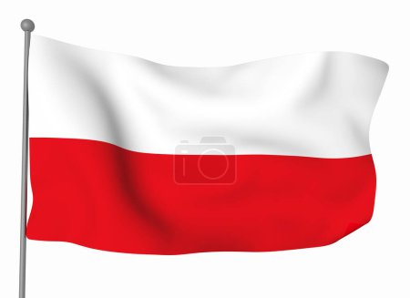 Téléchargez les photos : Modèle de drapeau Pologne. Drapeau ondulé horizontal, isolé en arrière-plan - en image libre de droit