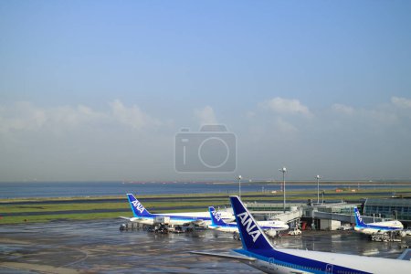Photo for International airplanes in airport, daytime view - Royalty Free Image