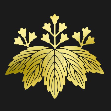 Photo for Golden floral logo. Gold emblem of plant on black background - Royalty Free Image