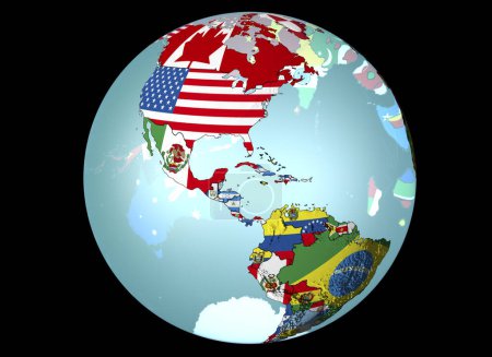 Téléchargez les photos : Globe terrestre avec drapeaux nationaux des pays - en image libre de droit