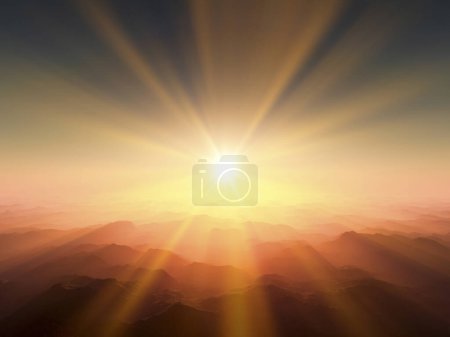 Téléchargez les photos : Coucher de soleil au-dessus des montagnes - en image libre de droit