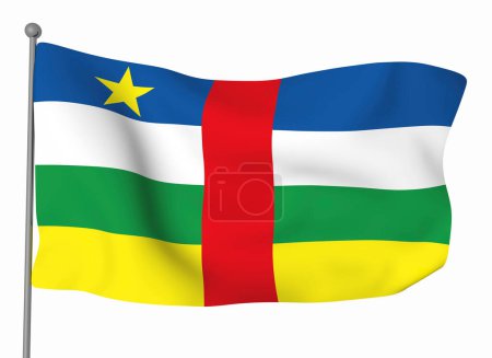 Foto de Plantilla bandera de República Centroafricana. Bandera ondulante horizontal, aislada sobre fondo - Imagen libre de derechos