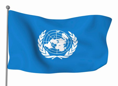 Téléchargez les photos : Modèle de drapeau des Nations Unies. Drapeau ondulé horizontal, isolé en arrière-plan - en image libre de droit