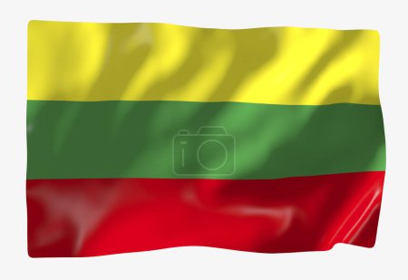 Foto de Plantilla bandera Lituania. Bandera ondulante horizontal, aislada sobre fondo - Imagen libre de derechos