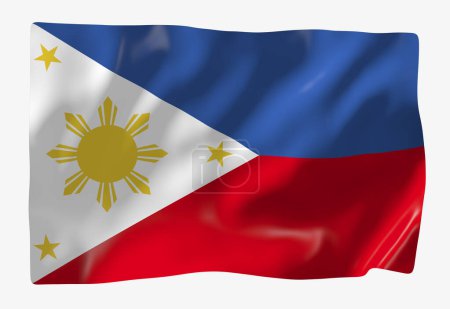 Téléchargez les photos : Modèle de drapeau philippin. Drapeau ondulé horizontal, isolé en arrière-plan - en image libre de droit