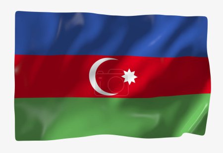 Téléchargez les photos : Modèle de drapeau d'Azerbaïdjan. Drapeau ondulé horizontal, isolé en arrière-plan - en image libre de droit