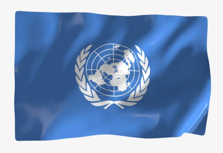 Foto de Plantilla bandera de las Naciones Unidas. Bandera ondulante horizontal, aislada sobre fondo - Imagen libre de derechos