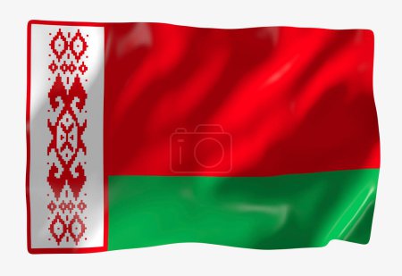 Téléchargez les photos : Modèle de drapeau du Belarus. Drapeau ondulé horizontal, isolé en arrière-plan - en image libre de droit