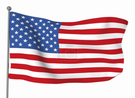 Foto de Plantilla bandera USA. Bandera ondulante horizontal, aislada sobre fondo - Imagen libre de derechos