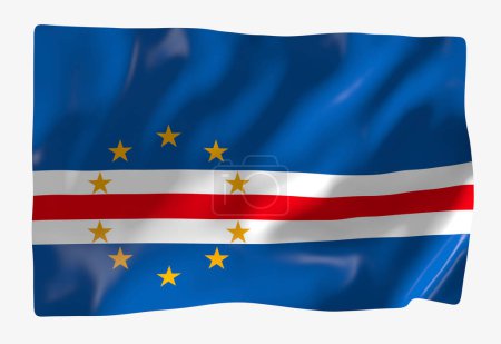 Téléchargez les photos : Modèle de drapeau Cap-Vert. Drapeau ondulé horizontal, isolé en arrière-plan - en image libre de droit