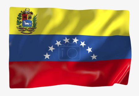 Foto de Plantilla bandera de Venezuela. Bandera ondulante horizontal, aislada sobre fondo - Imagen libre de derechos