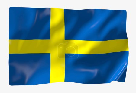 Photo for Sweden flag template. Horizontal waving flag, isolated on background - Royalty Free Image