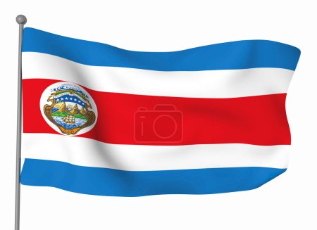 Photo for Costa Rica flag template. Horizontal waving flag, isolated on background - Royalty Free Image