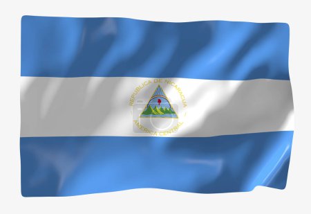 Foto de Plantilla bandera de Nicaragua. Bandera ondulante horizontal, aislada sobre fondo - Imagen libre de derechos