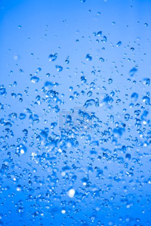 Téléchargez les photos : Gouttes d'eau sur fond de couleur bleue - en image libre de droit
