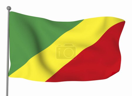 Téléchargez les photos : Modèle de drapeau du Congo. Drapeau ondulé horizontal, isolé en arrière-plan - en image libre de droit