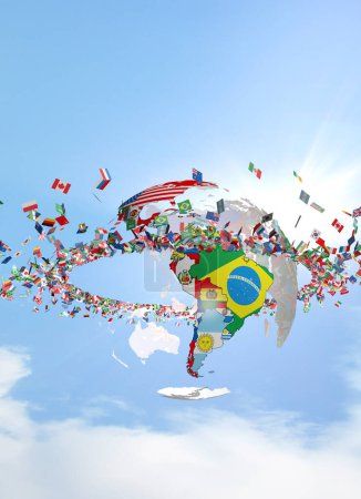 Photo for Earth globe with national flags of countries - Royalty Free Image