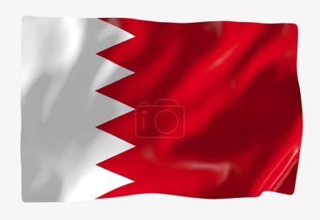 Téléchargez les photos : Modèle de drapeau de Bahreïn. Drapeau ondulé horizontal, isolé en arrière-plan - en image libre de droit