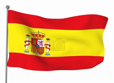 Foto de Bandera de España plantilla. Bandera ondulante horizontal, aislada sobre fondo - Imagen libre de derechos
