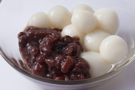 Photo for Traditional Asian food, Shiratama Dango with red bean paste - Royalty Free Image