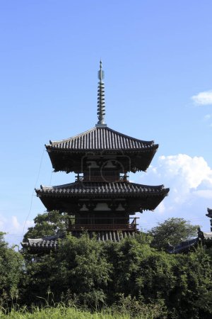 Templo budista Hokki-ji en Ikaruga, prefectura de Nara, Japón