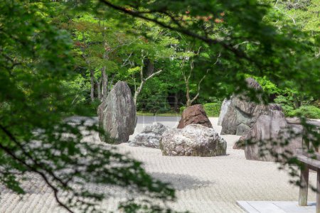 beautiful view of Banryu-tei Japanese Rock Garden. Located in Koyasan sanctuary, at Kongobu-ji, Wakayama, Japan