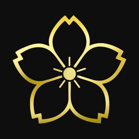 Téléchargez les photos : Logo floral doré. Emblème doré de la plante sur fond noir - en image libre de droit
