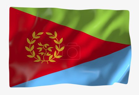 Téléchargez les photos : Modèle de drapeau érythréen. Drapeau ondulé horizontal, isolé en arrière-plan - en image libre de droit