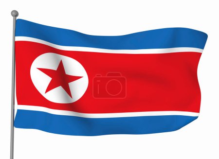 Photo for North korea flag template. Horizontal waving flag, isolated on background - Royalty Free Image