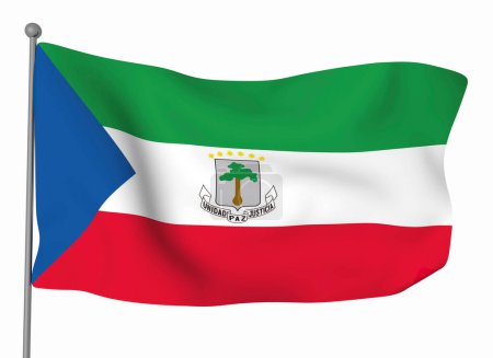 Photo for Equatorial Guinea flag template. Horizontal waving flag, isolated on background - Royalty Free Image