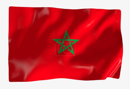 Foto de Plantilla bandera de Marruecos. Bandera ondulante horizontal, aislada sobre fondo - Imagen libre de derechos