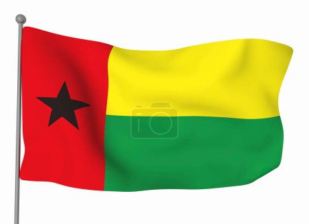 Photo for Guinea-Bissau flag template. Horizontal waving flag, isolated on background - Royalty Free Image