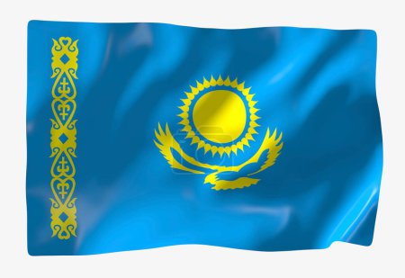 Photo for Kazakhstan flag template. Horizontal waving flag, isolated on background - Royalty Free Image