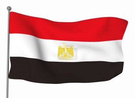 Téléchargez les photos : Modèle de drapeau Egypte. Drapeau ondulé horizontal, isolé en arrière-plan - en image libre de droit
