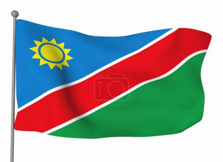 Foto de Plantilla bandera de Namibia. Bandera ondulante horizontal, aislada sobre fondo - Imagen libre de derechos