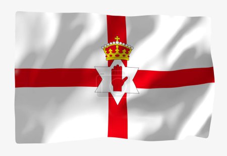 Téléchargez les photos : Modèle de drapeau d'Irlande du Nord. Drapeau ondulé horizontal, isolé en arrière-plan - en image libre de droit