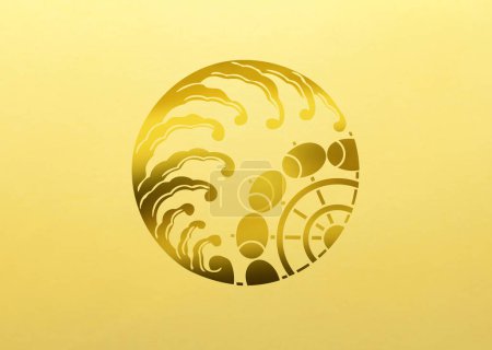 Foto de Logotipo tradicional de la cresta familiar japonesa ilustración de color dorado - Imagen libre de derechos