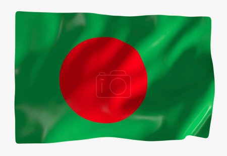 Foto de Plantilla bandera Bangladesh. Bandera ondulante horizontal, aislada sobre fondo - Imagen libre de derechos