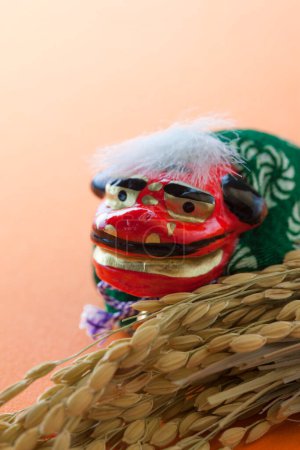 Photo for Cute  Japanese  lion  Doll  head , close up - Royalty Free Image