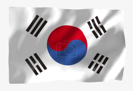 Foto de Bandera de Corea del Sur plantilla. Bandera ondulante horizontal, aislada sobre fondo - Imagen libre de derechos