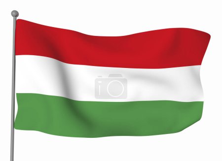Téléchargez les photos : Modèle de drapeau Hongrie. Drapeau ondulé horizontal, isolé en arrière-plan - en image libre de droit